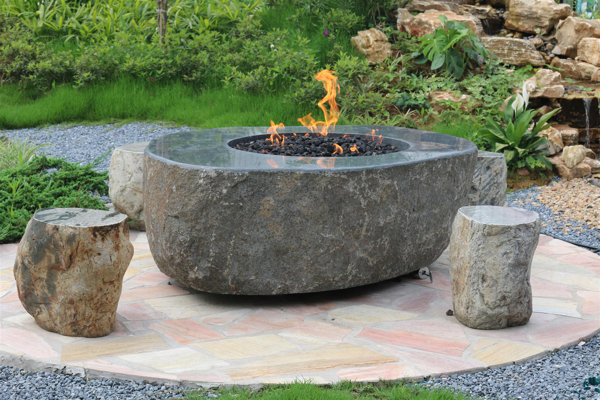Black Granite Fire Boulder
