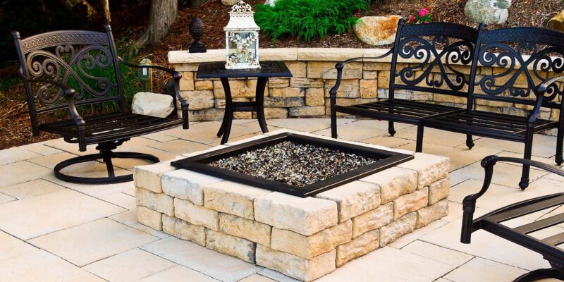 Natural Premium Flagstone Square Fireplace with Seating - DeezRocks - Washington Idaho