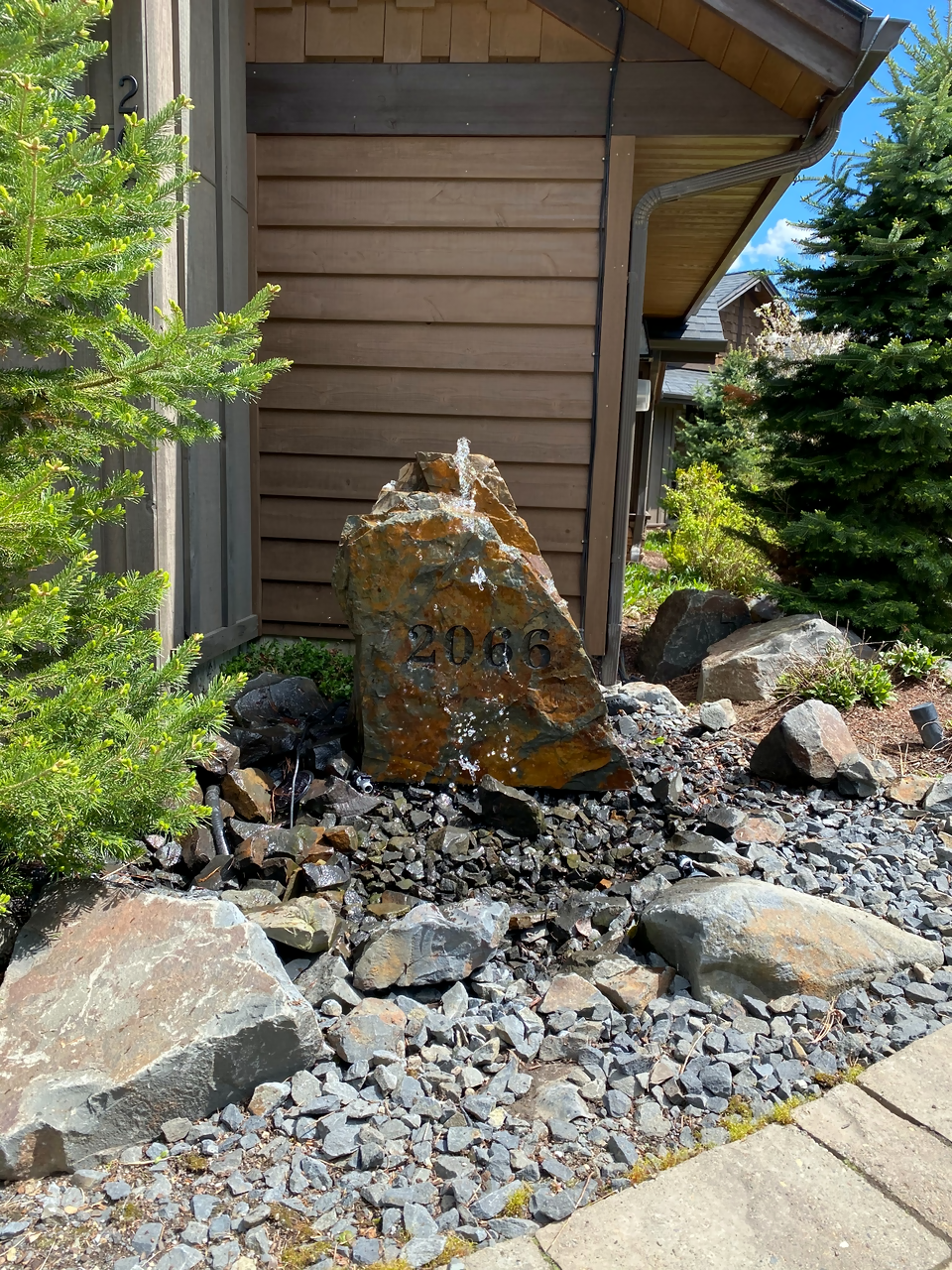 address-stone-water-feature-custom-sign-cle-elum-washington